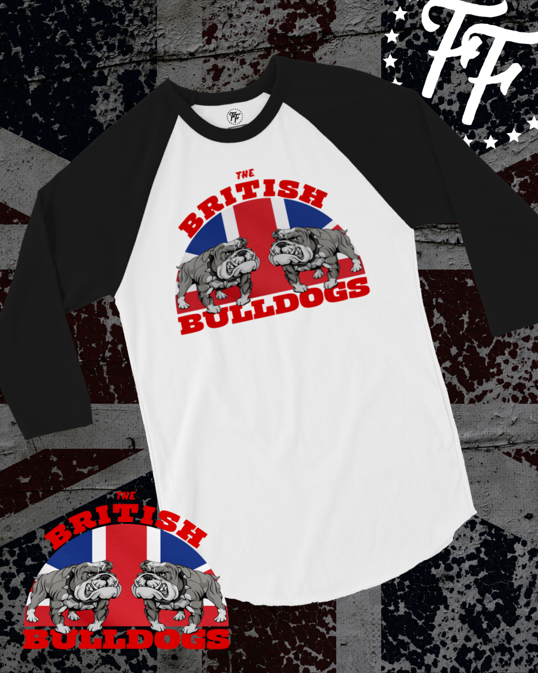 Dynamite Kid - 3/4 British Bulldogs 80's Ringer Shirt